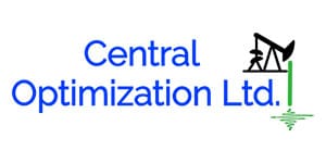 A blue and white logo for central optimization library