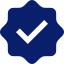 A blue star with an image of a check mark in it.
